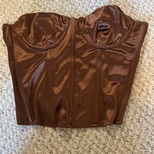 Brown Satin Bustier Top